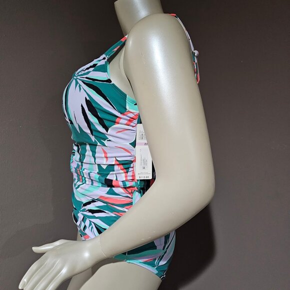 Anne Cole Plus Size Zesty Tropical Belted Scoop-Neck One-Piece Swimsuit - Picture 3 of 12
